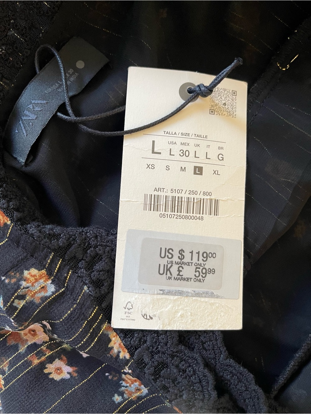 Zara Black Floral Tiered Maxi Dress with Gold Accents - Picture 7 of 12